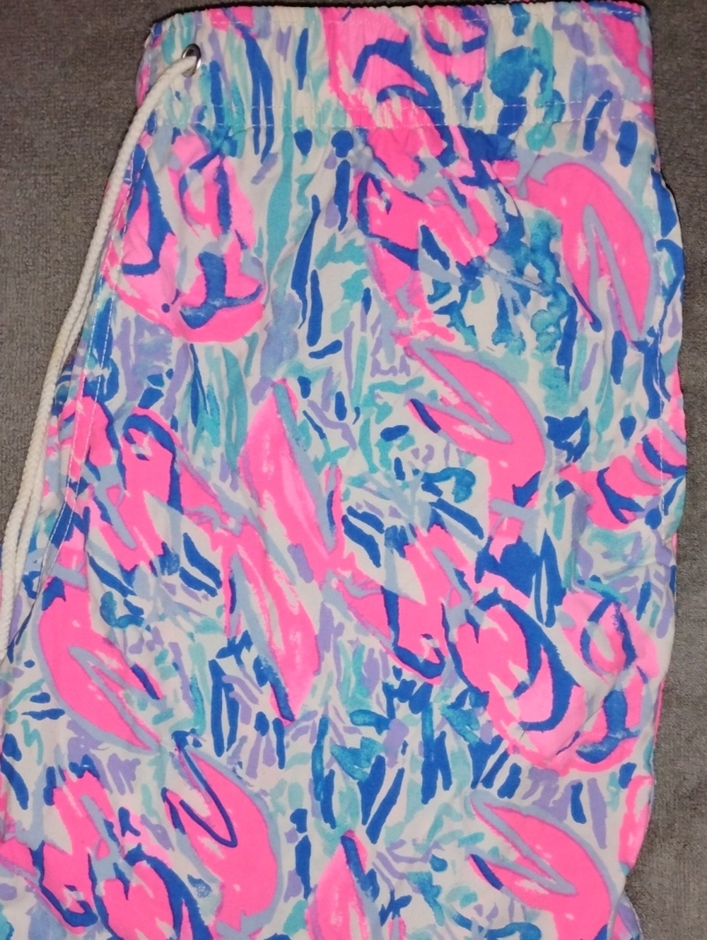 Lilly Pulitzer Neon Pink, Blue & Aqua Floral Swim Shorts